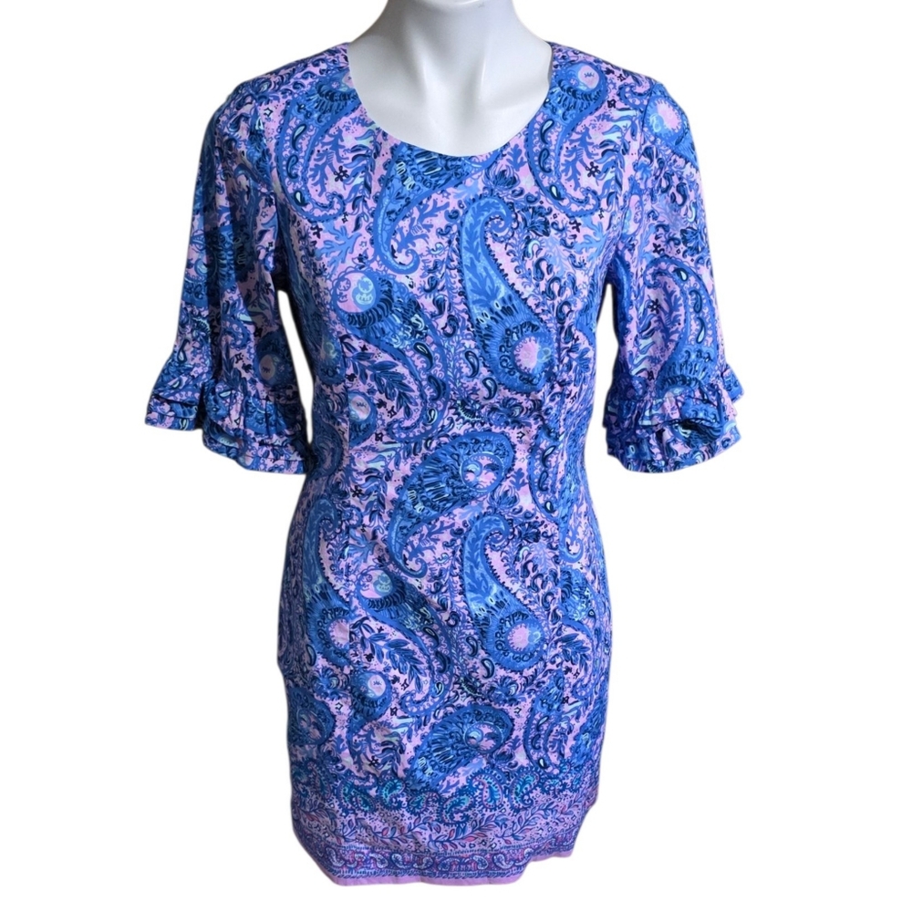 Lilly Pulitzer Fiesta Stretch Dress Purple Iris Hello Sunshine Purple Size 6 - Picture 5 of 16